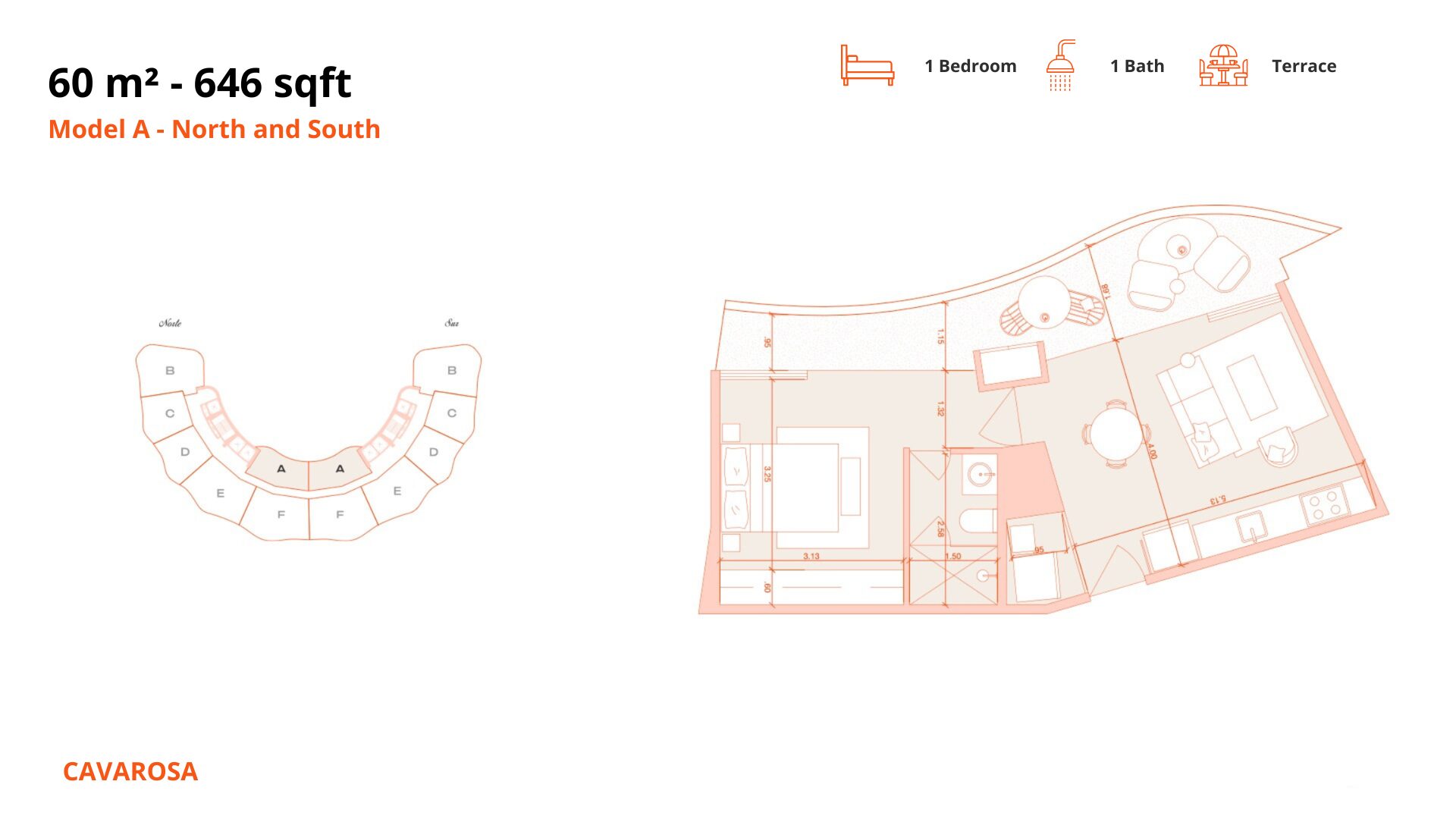 Model A - 60 m2 - 646 sqft
