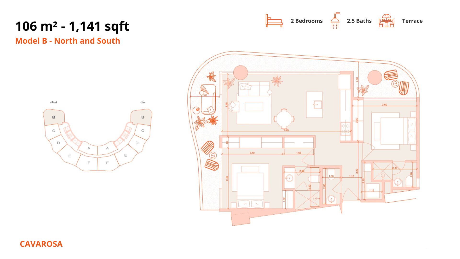 Model B - 106 m2 - 1,141 sqft