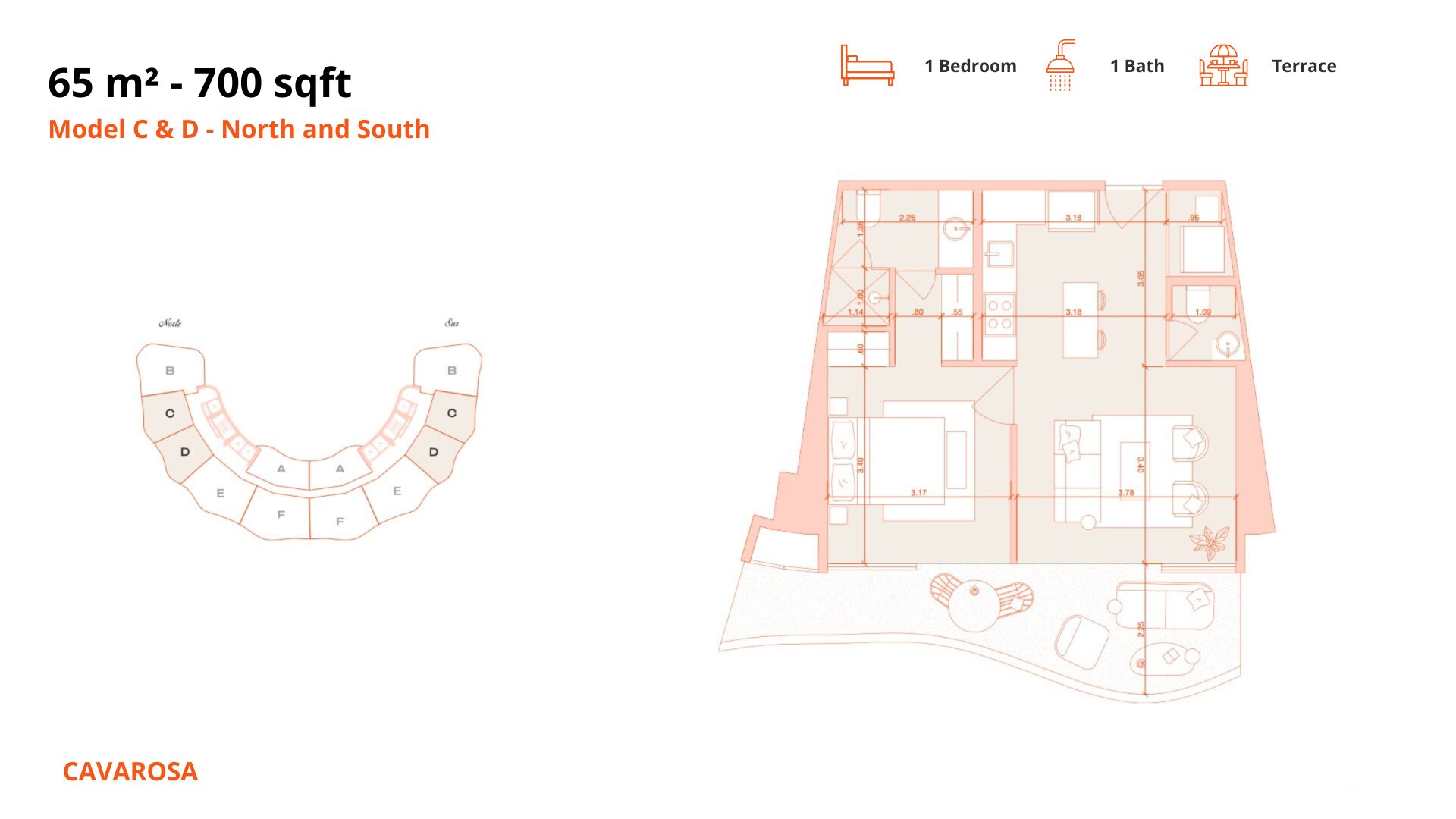 Model C y D - 65 m2 - 700 sqft