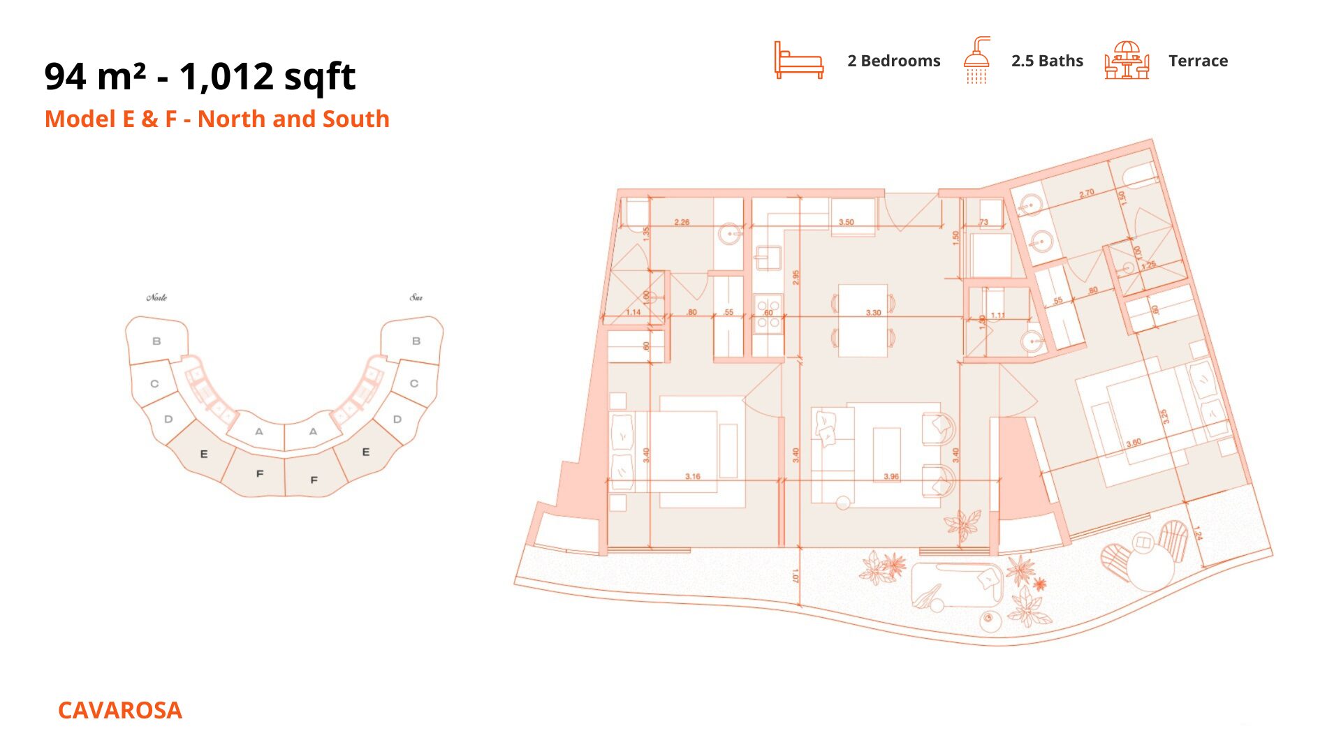 Model E y F - 94 m2 - 1,012 sqft